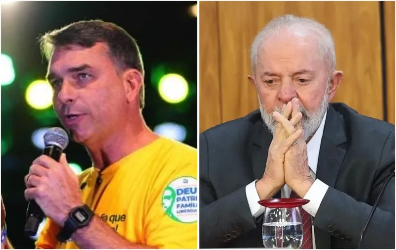 Candidatos à Presidência da República, Flavio Bolsonaro (PL) e Lula (PT). (Foto: Reprodução)..