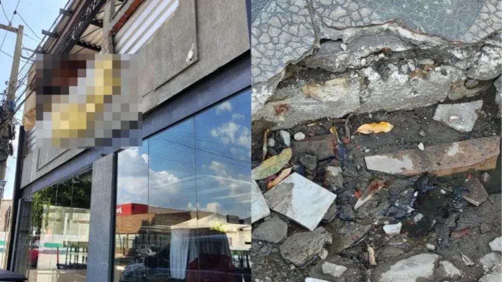 Local onde o pedreiro trabalhava quando sofreu a descarga elétrica, caiu e foi a óbito (Foto: Vitória Bacelar.